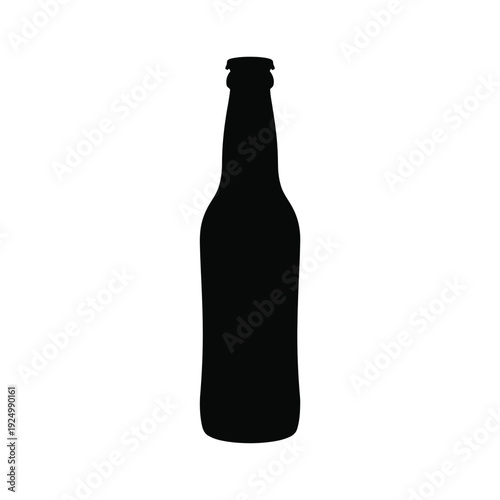 Silhouette of a classic beer bottle against a plain background isolated on white background, Vector, illustration