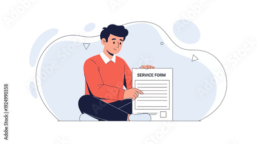 Man Filling Out Service Form, Customer Support, Business Agreement, Document Signing