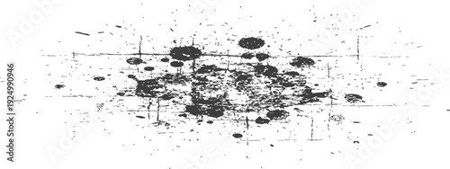 Abstract grunge ink splatter and distressed texture overlay in monochrome style