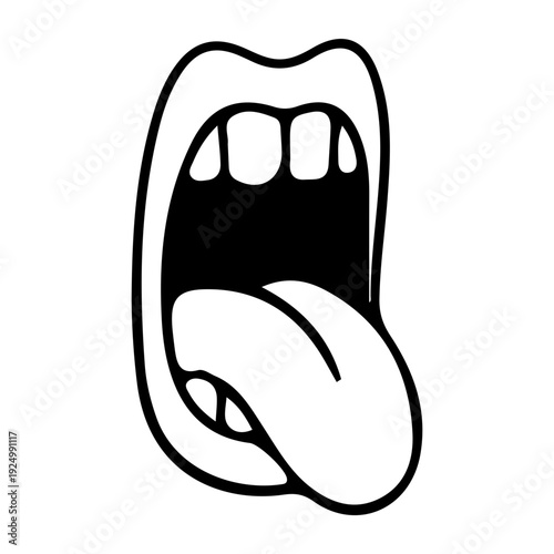 Open Mouth Sticking Tongue Out