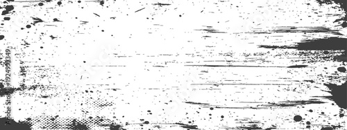 Monochrome Grunge Texture Background with Paint Splatters Scratches and Distressed Effect Vector Art