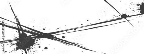 Dynamic Grunge Black Ink Splashes and Sharp Lines Background
