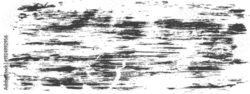 Horizontal Dark Grunge Scratched Texture Vector Graphic Element on White Background