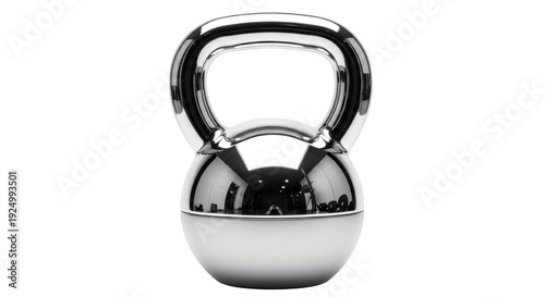 Chrome metallic kettlebell isolated on transparent background