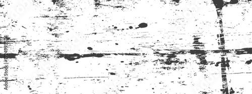 Distressed grunge texture black and white vector graphic with scratches and ink splatters