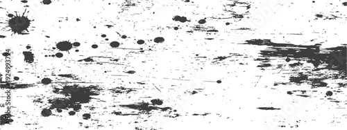 Grunge Distressed Texture with Ink Splatters and Scratches Black and White Vector Background