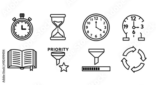 Time Management and Productivity Icon Collection