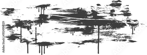 Black and White Grunge Paint Drips and Brush Strokes Background Vector Graphic Resource for Distressed Artistic Design