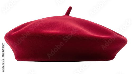 Obraz na płótnie Isolated, red beret on a solid surface, a timeless symbol of fashion and artisti
