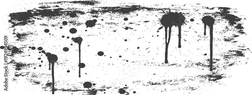 Abstract Black Ink Splatter and Drip Grunge Texture Vector Background Element
