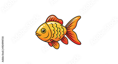 Cartoon Goldfish Illustration on White Background