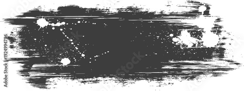 Distressed Grunge Paint Brush Stroke Banner with White Ink Splatters