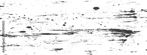 Abstract Distressed Grunge Texture with Horizontal Brush Strokes and Ink Splatters Black White Background