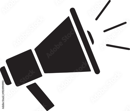 Megaphone icon, bullhorn symbol for announcement, news, and marketing communication isolated on transparent background