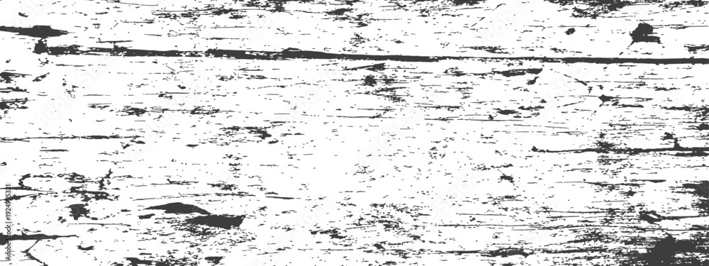 Fototapeta premium Black and White Weathered Wood Grain Distressed Grunge Texture Background Vector Overlay