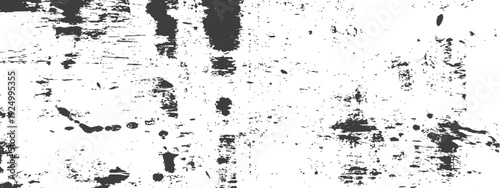 Abstract Black and White Grunge Overlay Texture with Distressed Scratches and Ink Splatters Rough Worn Surface Background