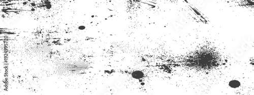 Distressed Grunge Texture Background with Halftone Dots and Ink Splatters