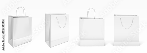 Vector mockup of white paper shopping bags