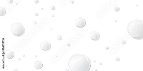White Water Droplets Scattered on White Background