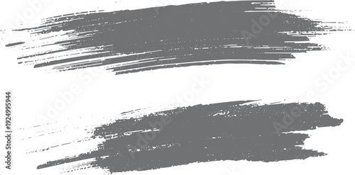 Two grey textured brush strokes on white background
