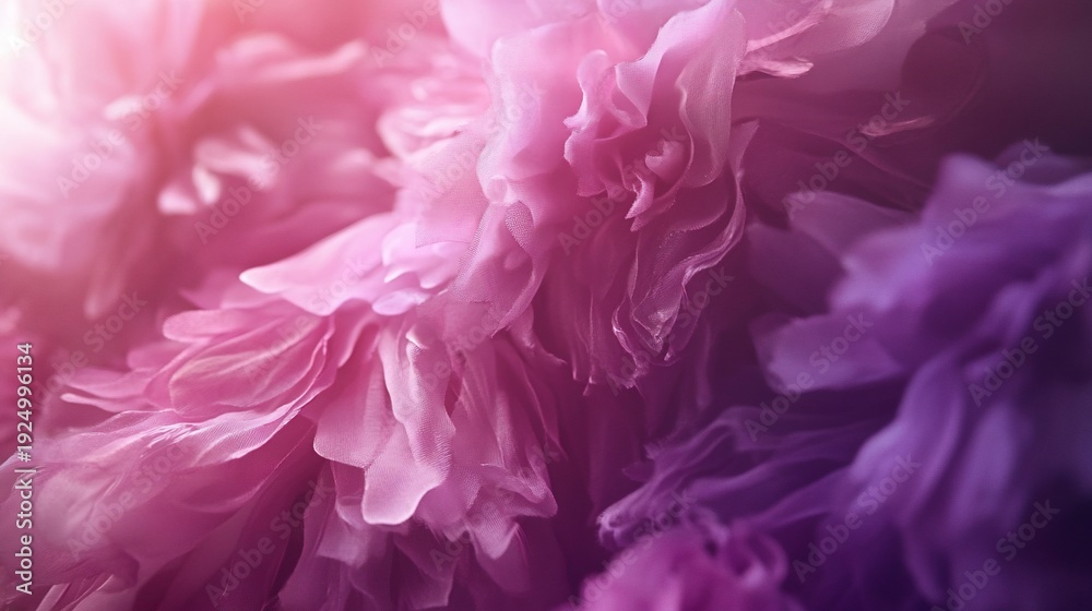 Fototapeta premium Purple pink floral textile close-up, sunlit, textured background, design