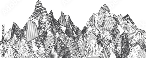 Black and white abstract mountain range geometric peaks