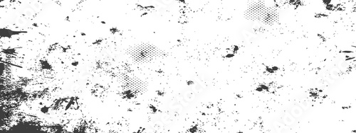 Grunge Distressed Overlay Texture with Halftone Dots and Ink Splatters