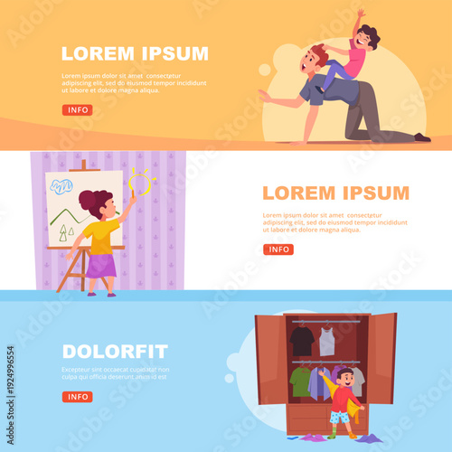 Active kids. vector background with hyperactive kids. vector print design template with place for text