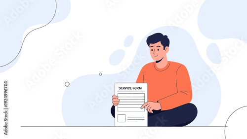 Man Holding Service Form, Customer Support, Client Application, Documentation