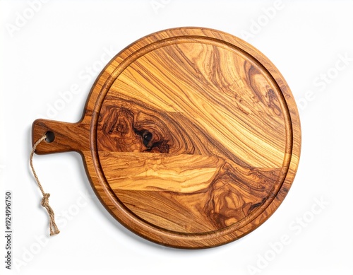 Rustic Wooden Cutting Board with Handle and Juice Groove for Kitchen Use.