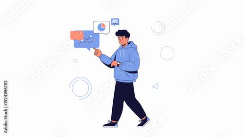 Man interacting with data visualization