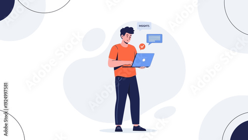 Man Using Laptop for Online Communication and Learning