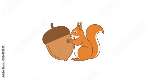 Cute squirrel holding a big acorn