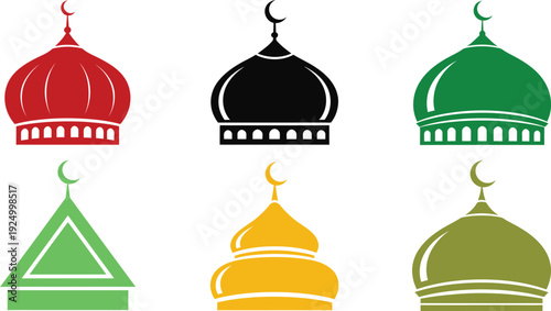 Islamic architecture domes in various colors
