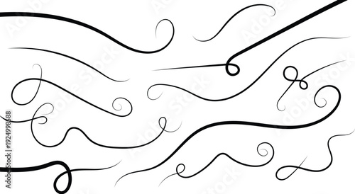 Black swirling lines on white background