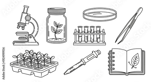 Science and plant research equipment illustration