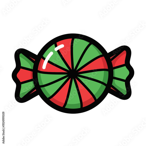 Christmas candy with red and green stripes.