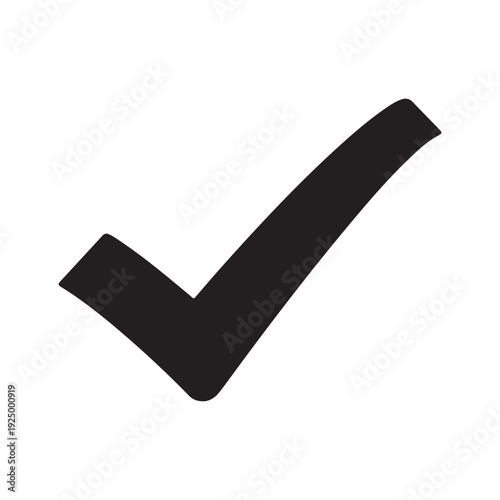 A large black checkmark symbol isolated on white background used for indicating correctness or confirmation
