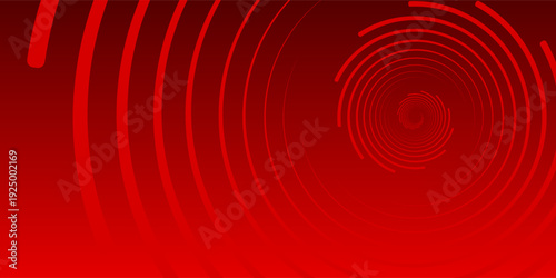 Vibrant red abstract spiral background with dynamic circular lines creating a hypnotic vortex effect. Great for tech, music, or energetic visual themes.