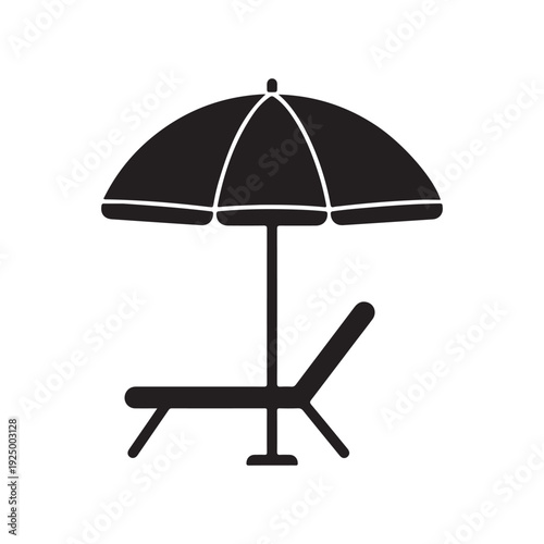 Beach umbrella and sun lounger for summer vacation and relaxation  outdoor furniture for shade and comfort