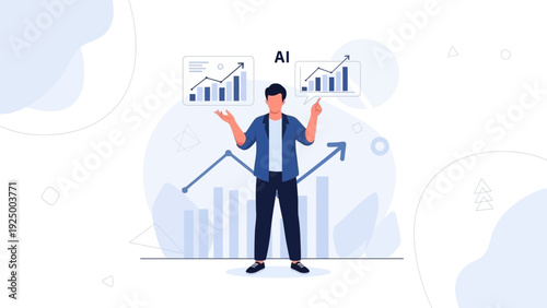 Man Comparing AI Data Analytics Growth Charts