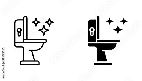 Toilet cleaning linear icon set. Bathroom cleaning. vector illustration on white background