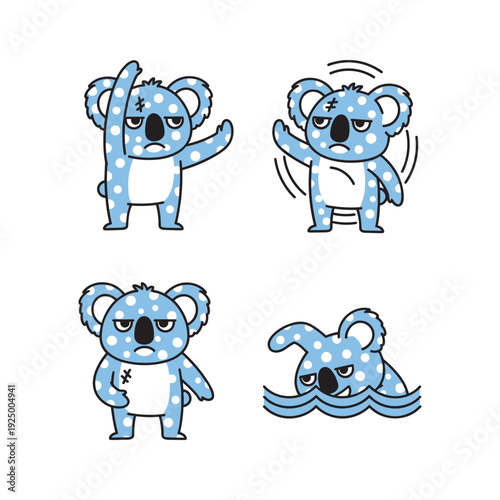 Koala Emotions Set Cartoon Style Characters