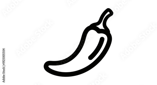 Simple black and white illustration of a pepper on a white background.
