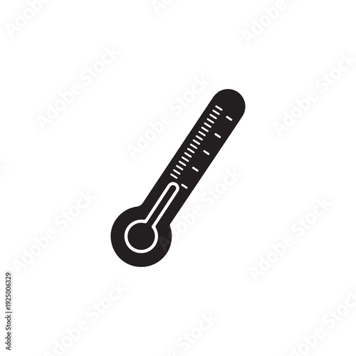 Black and white thermometer icon for temperature measurement and weather forecast  a simple graphic design element