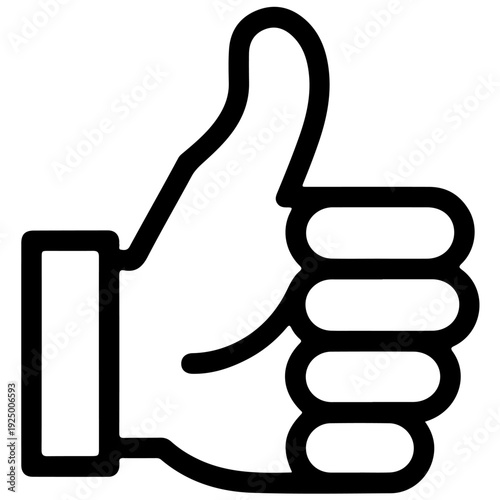 A black and white drawing of a thumbs up