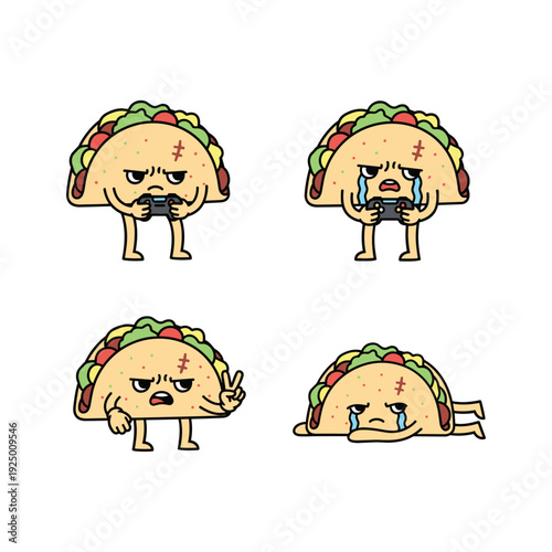 Taco Characters Showing Different Emotions and Reactions