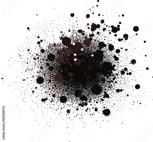 Ink Splatter Effect Vector Illustration with Dynamic Dust and Paint Particles