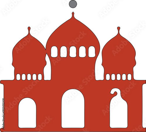 Taj Mahal vector illustration of the famous marble mausoleum landmark in Agra India under sky