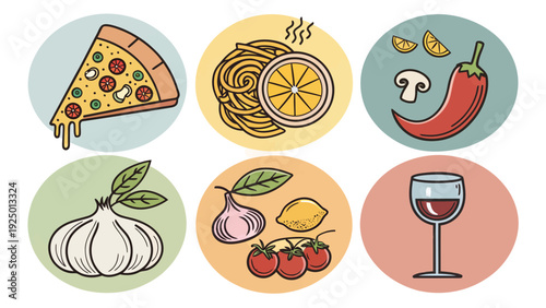 Delicious food icons for culinary designs and restaurant promotions